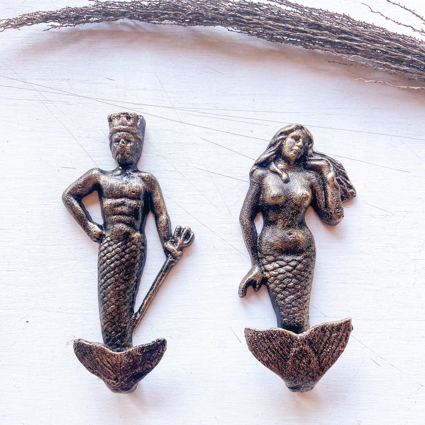 Mermaid or merman bronze iron wall hook