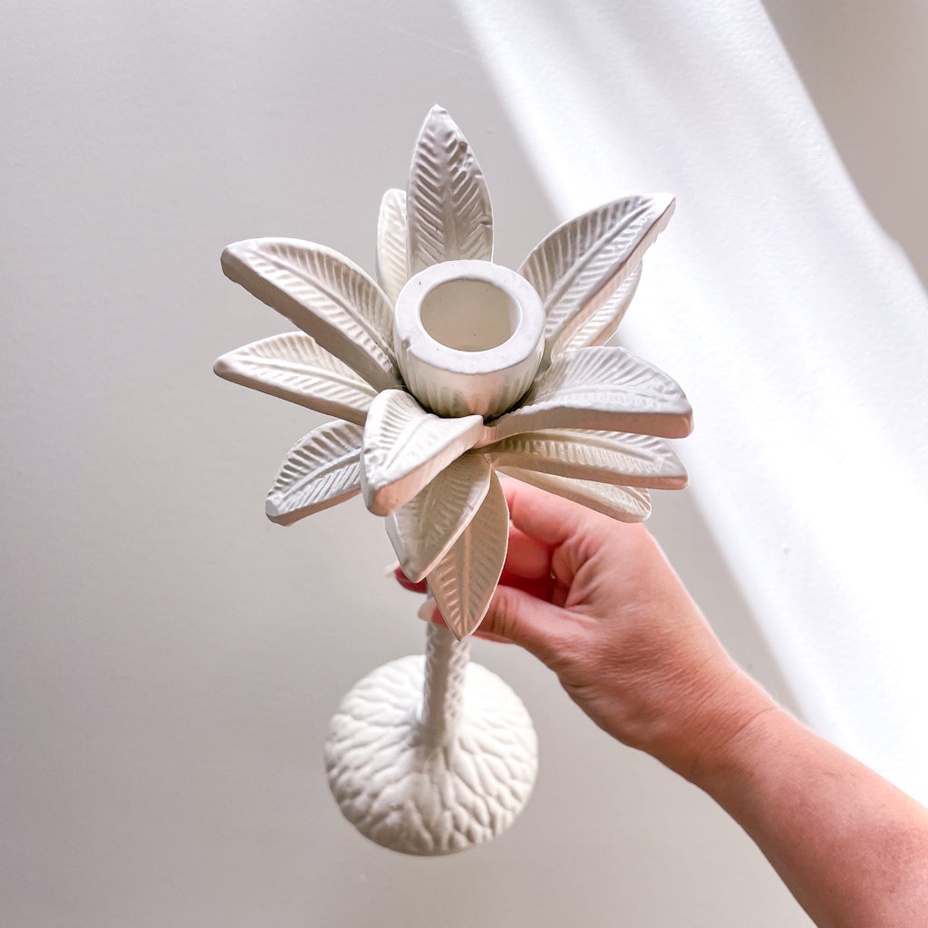Palm tree tall stick candle holder
