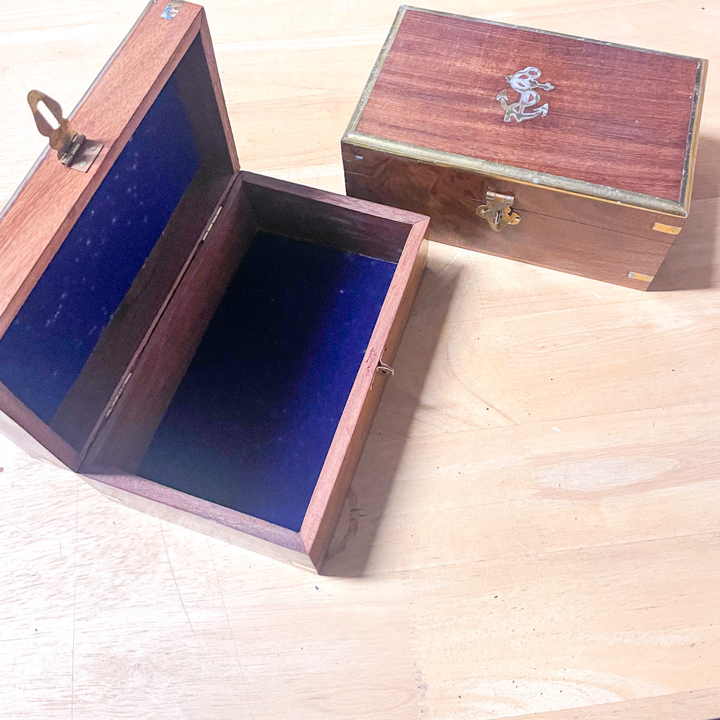 Hand crafted wood + brass treasure storage display box