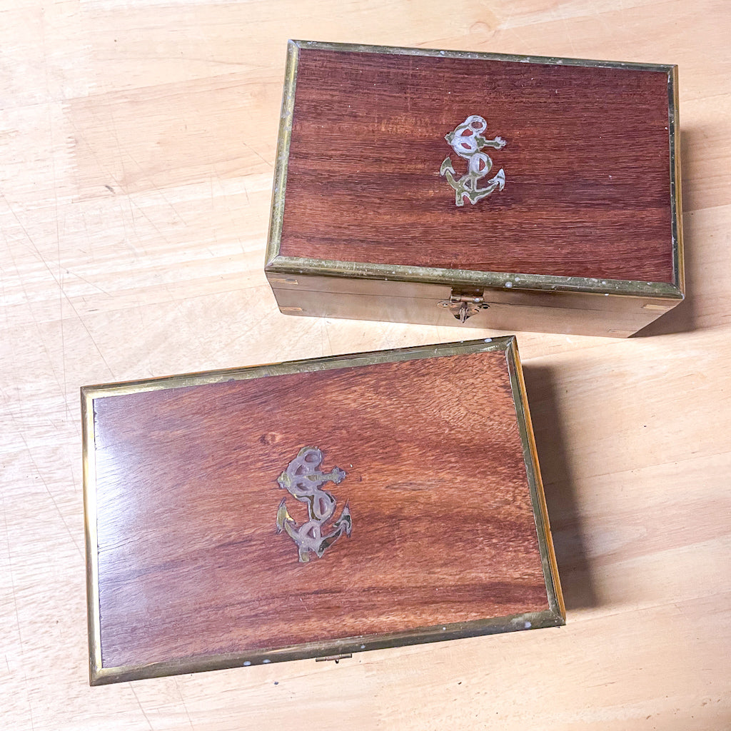 Hand crafted wood + brass treasure storage display box