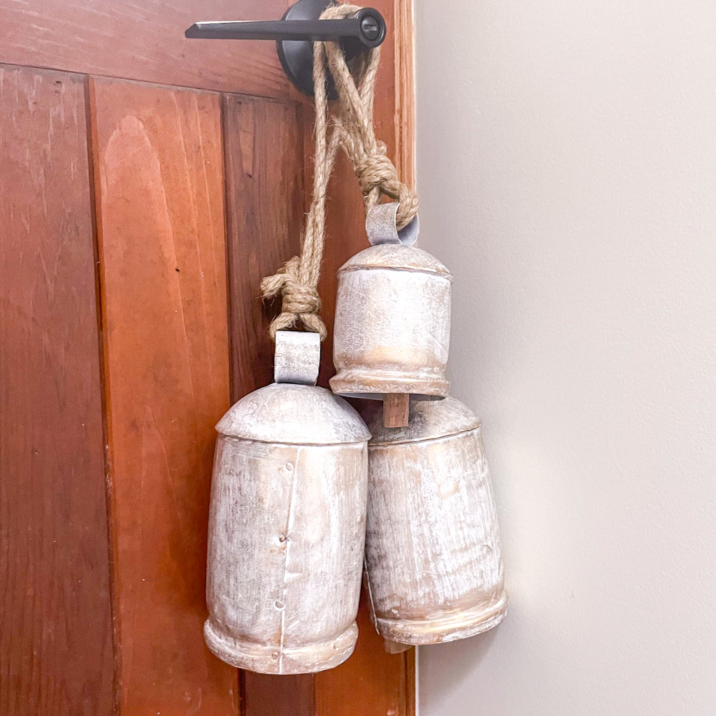 White washed gold bell wind chime
