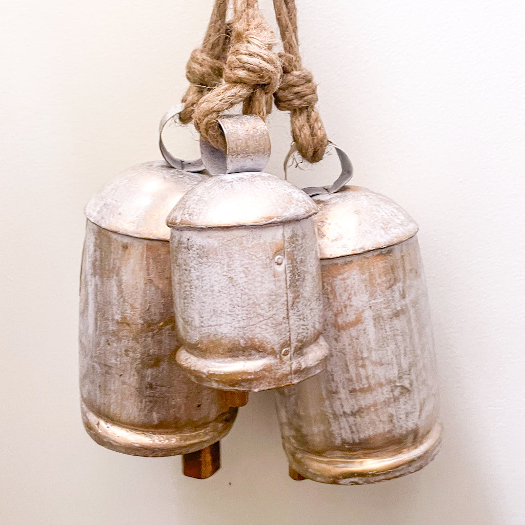 White washed gold bell wind chime