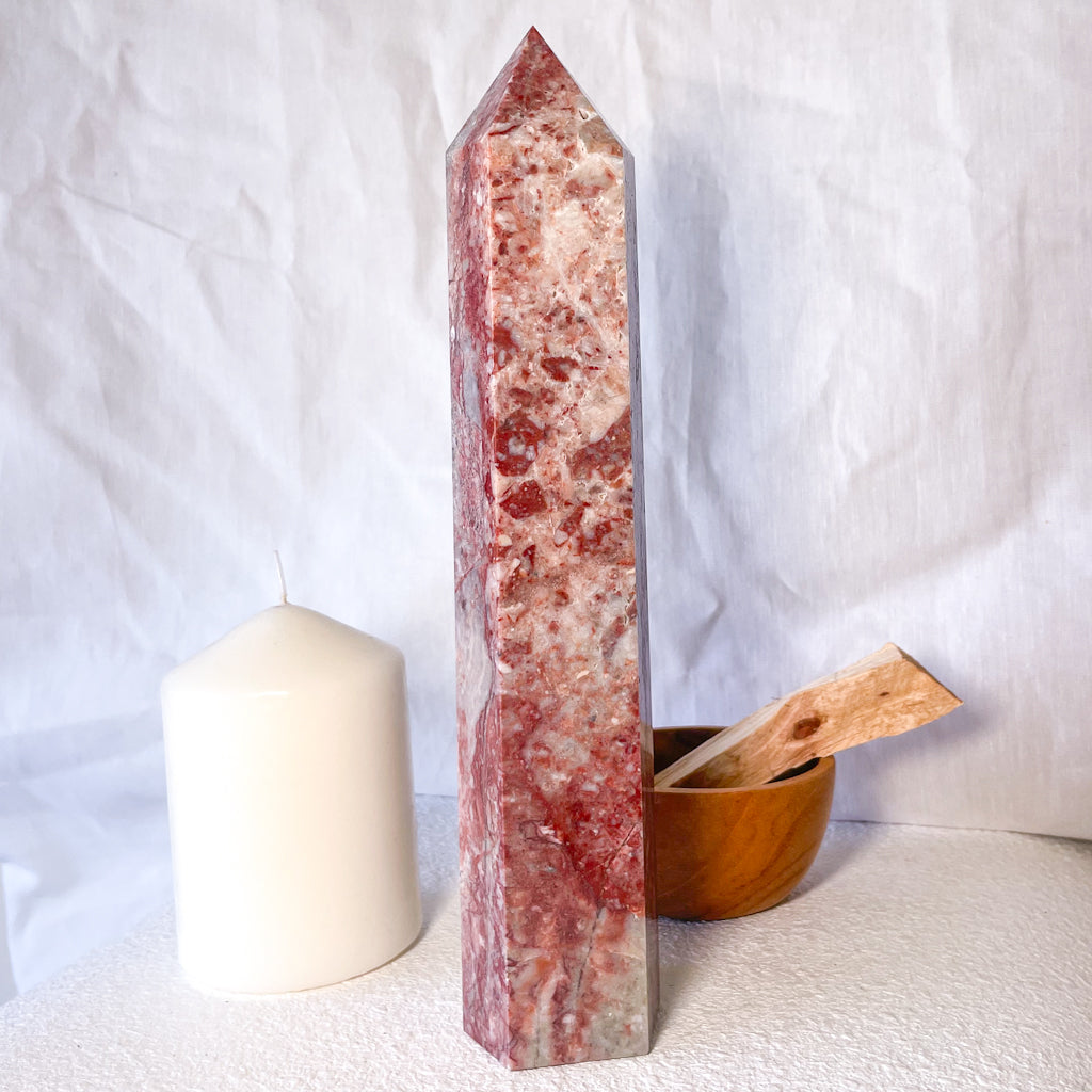 Strawberry jasper crystal generator tower XL 1kg