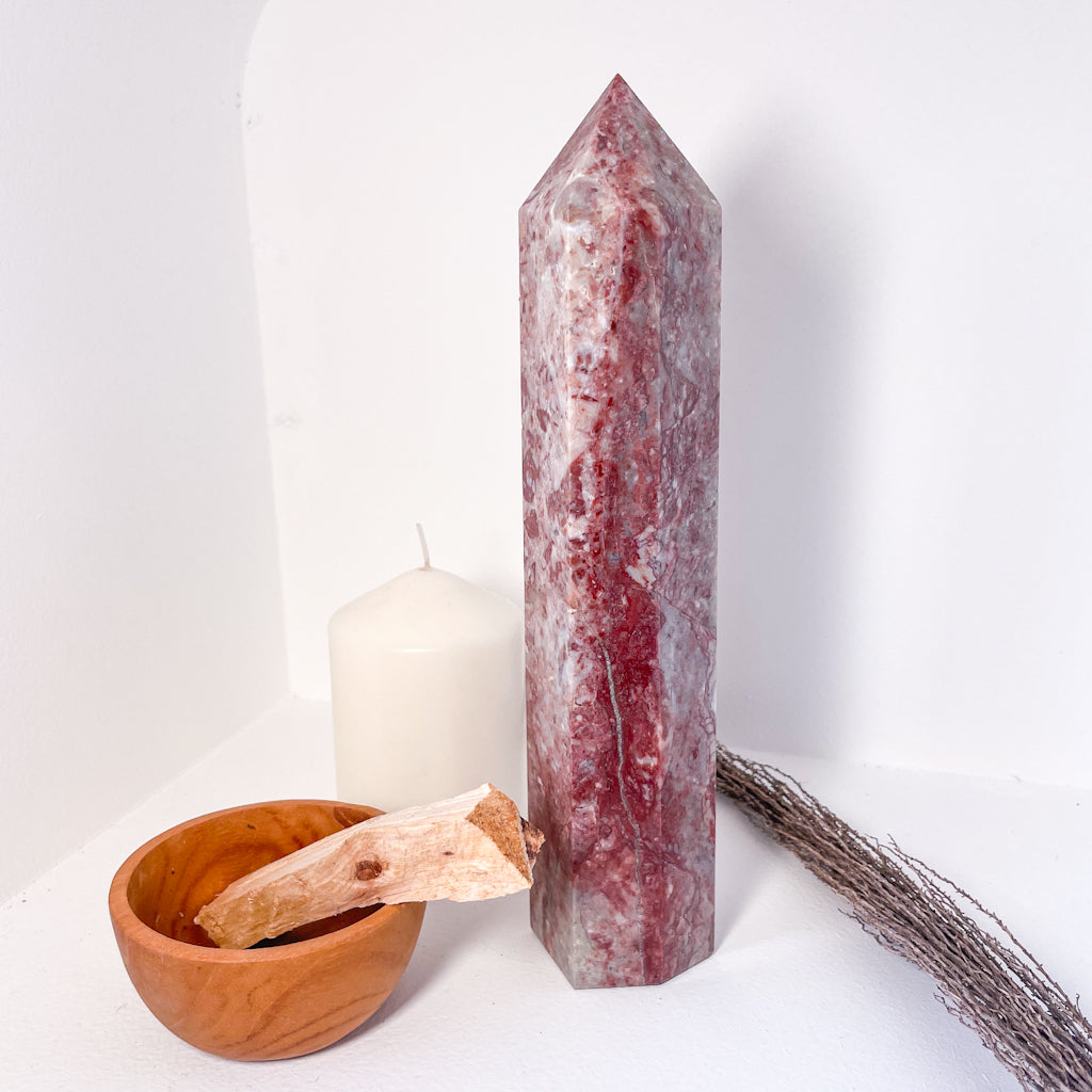 Strawberry jasper crystal generator tower XL 1kg