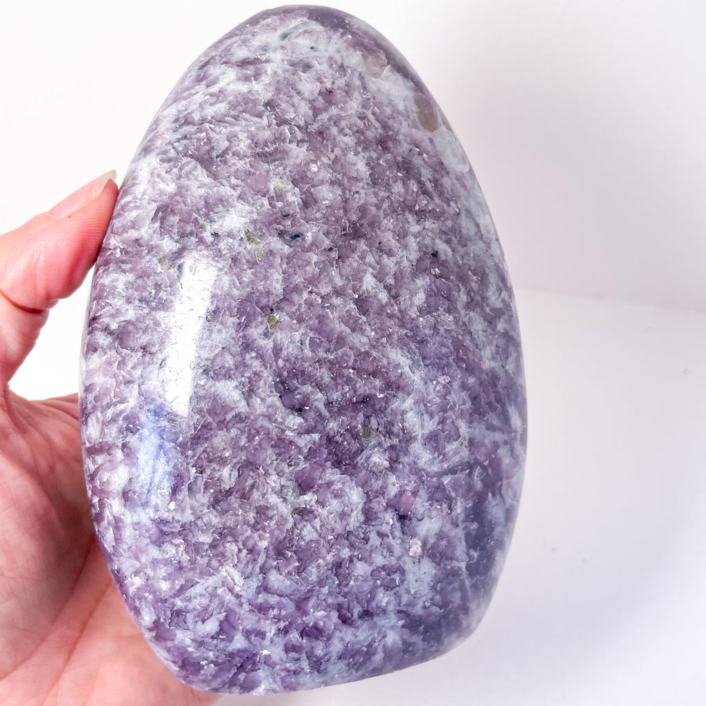 Lepidolite + Smoky quartz crystal freeform statue 1.1kg 14cm