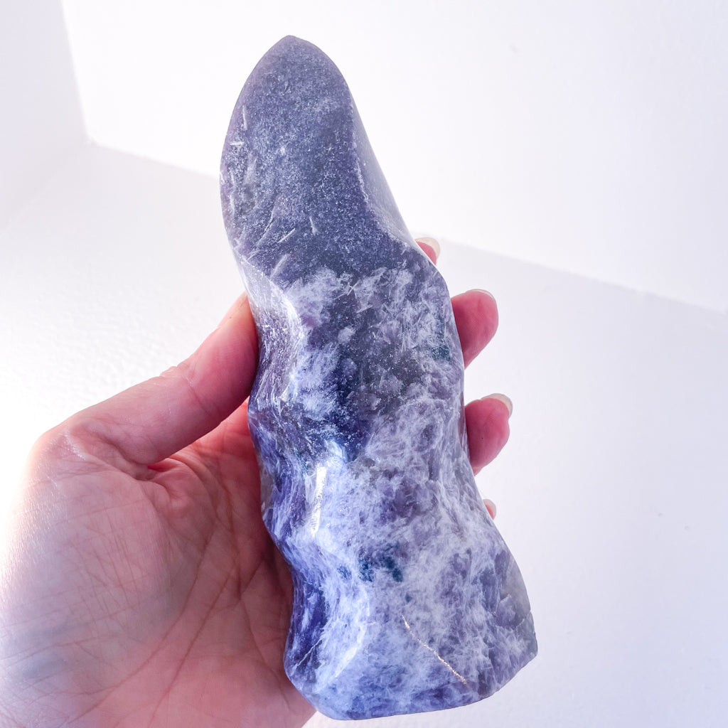 Lepidolite crystal flame statue 15cm