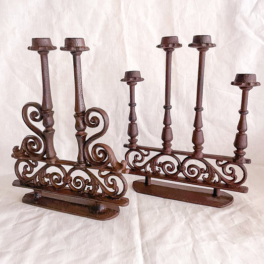 Antique iron ornate candle holder