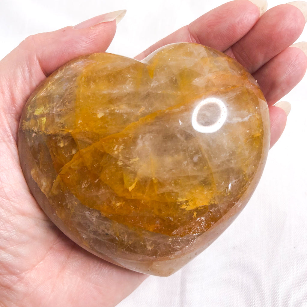 Golden healer quartz crystal polished heart L