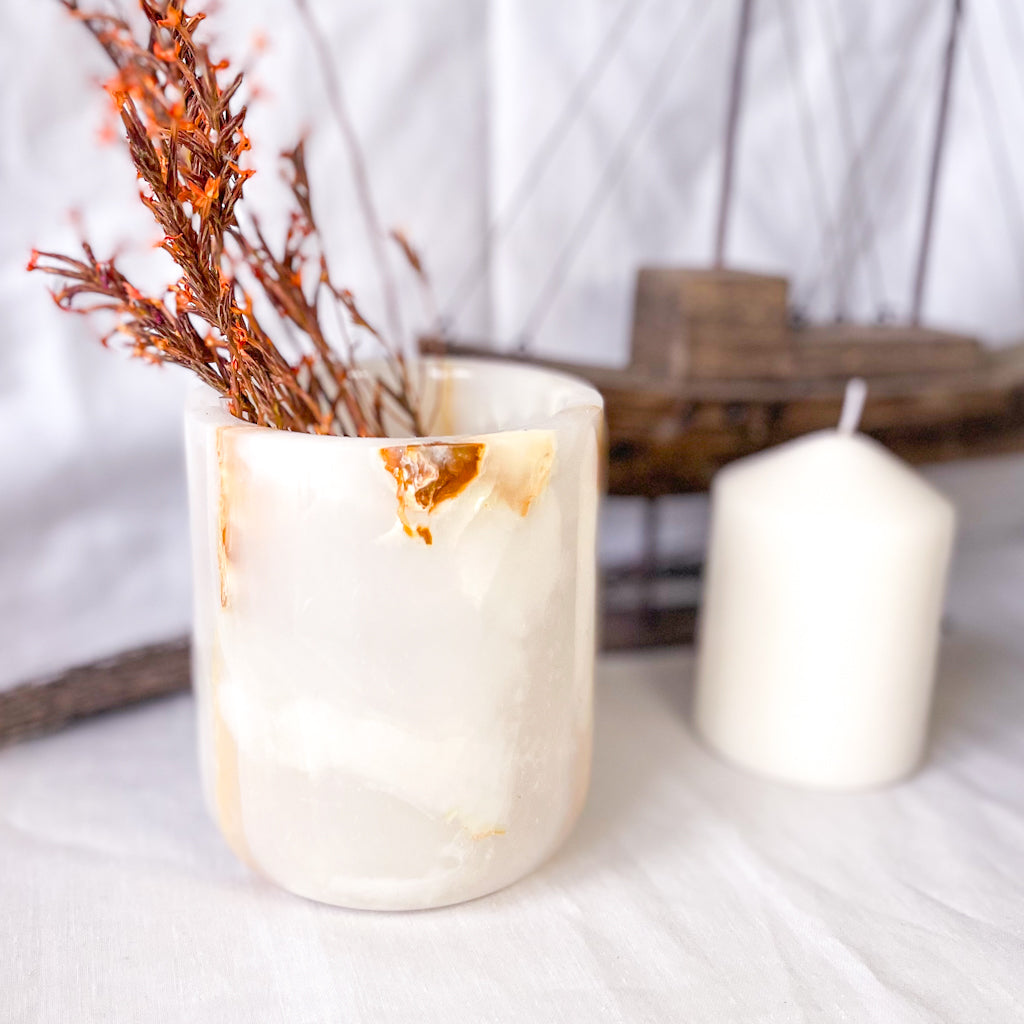 Onyx crystal vase / candle holder