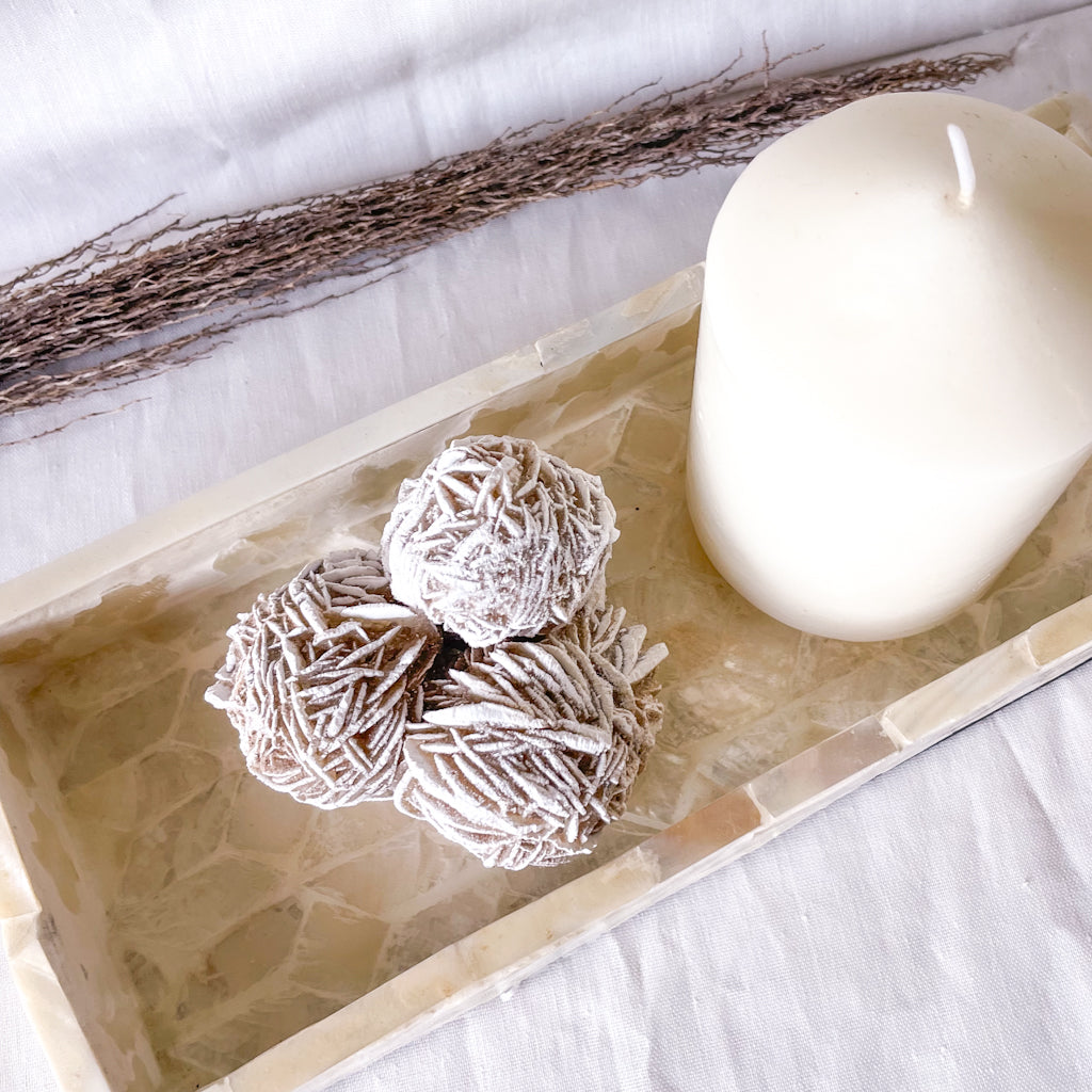 Selenite desert rose crystal cluster