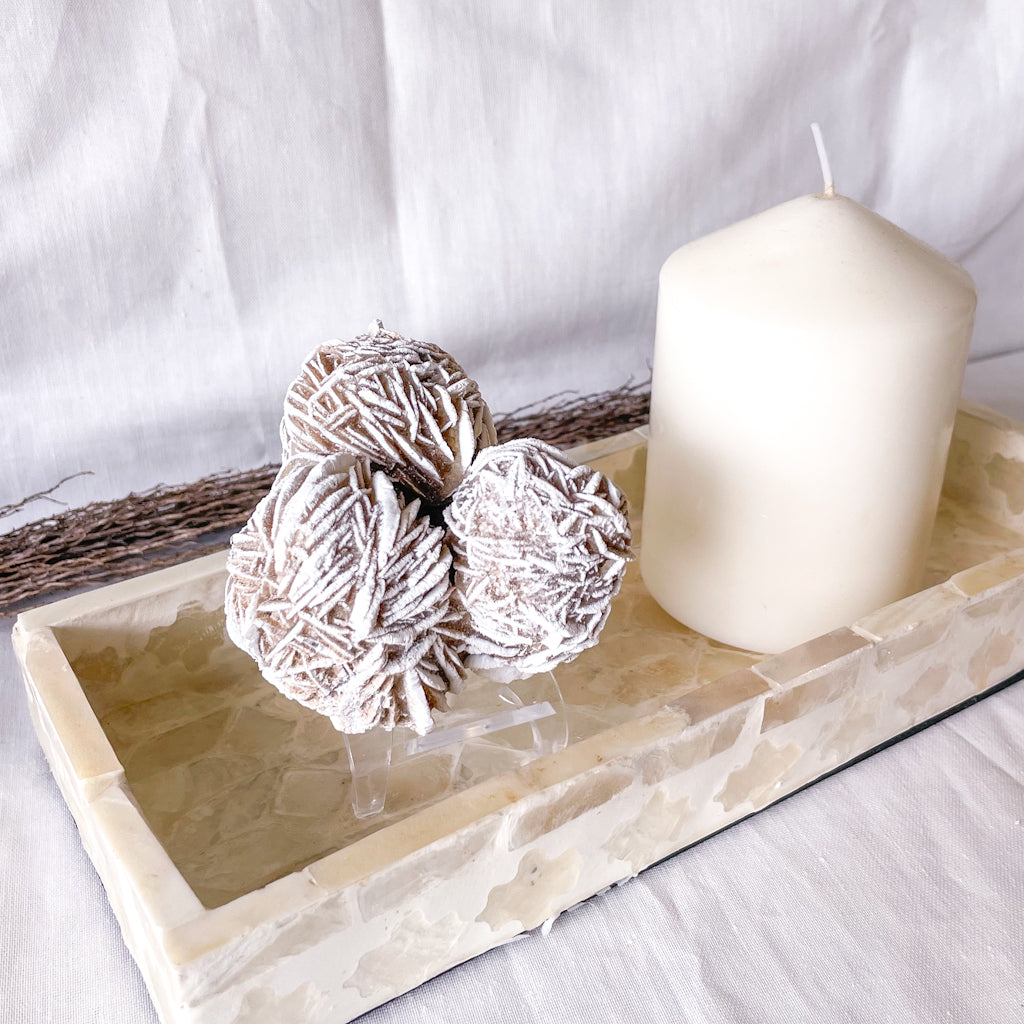 Selenite desert rose crystal cluster