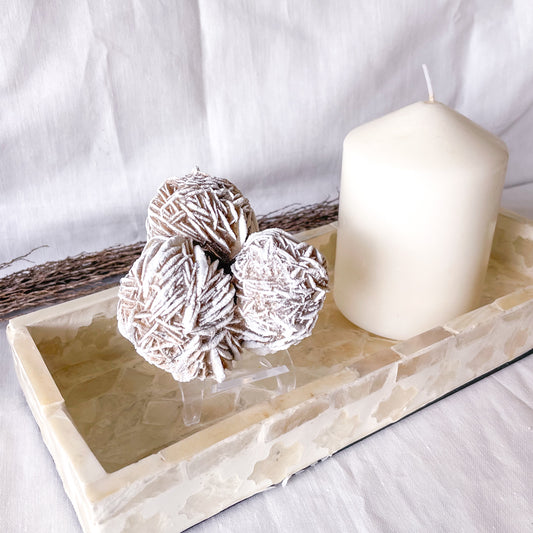 Selenite desert rose crystal cluster