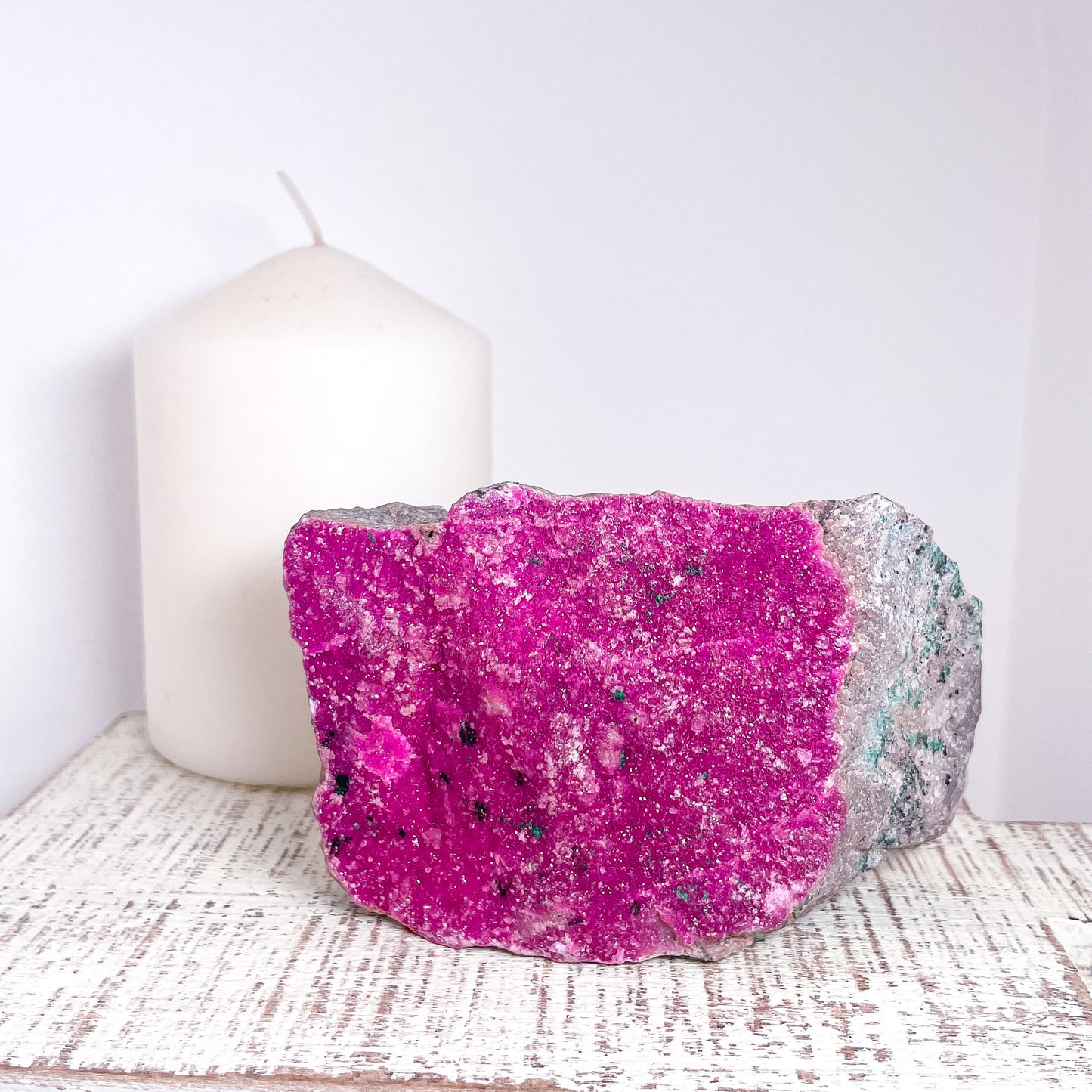 Pink Colbolto Calcite + Malachite crystal cluster 560