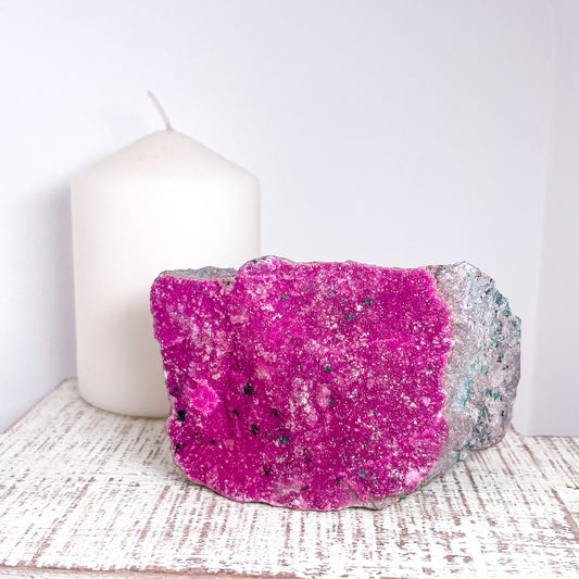 Pink Colbolto Calcite + Malachite crystal cluster 560