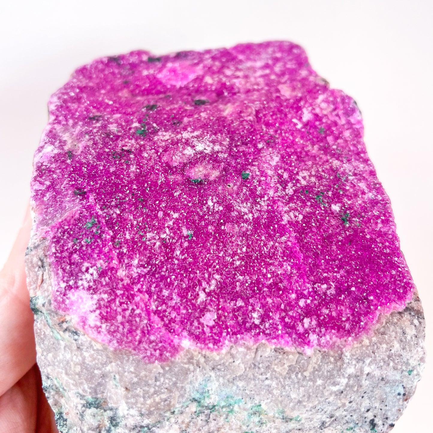 Pink Colbolto Calcite + Malachite crystal cluster 560