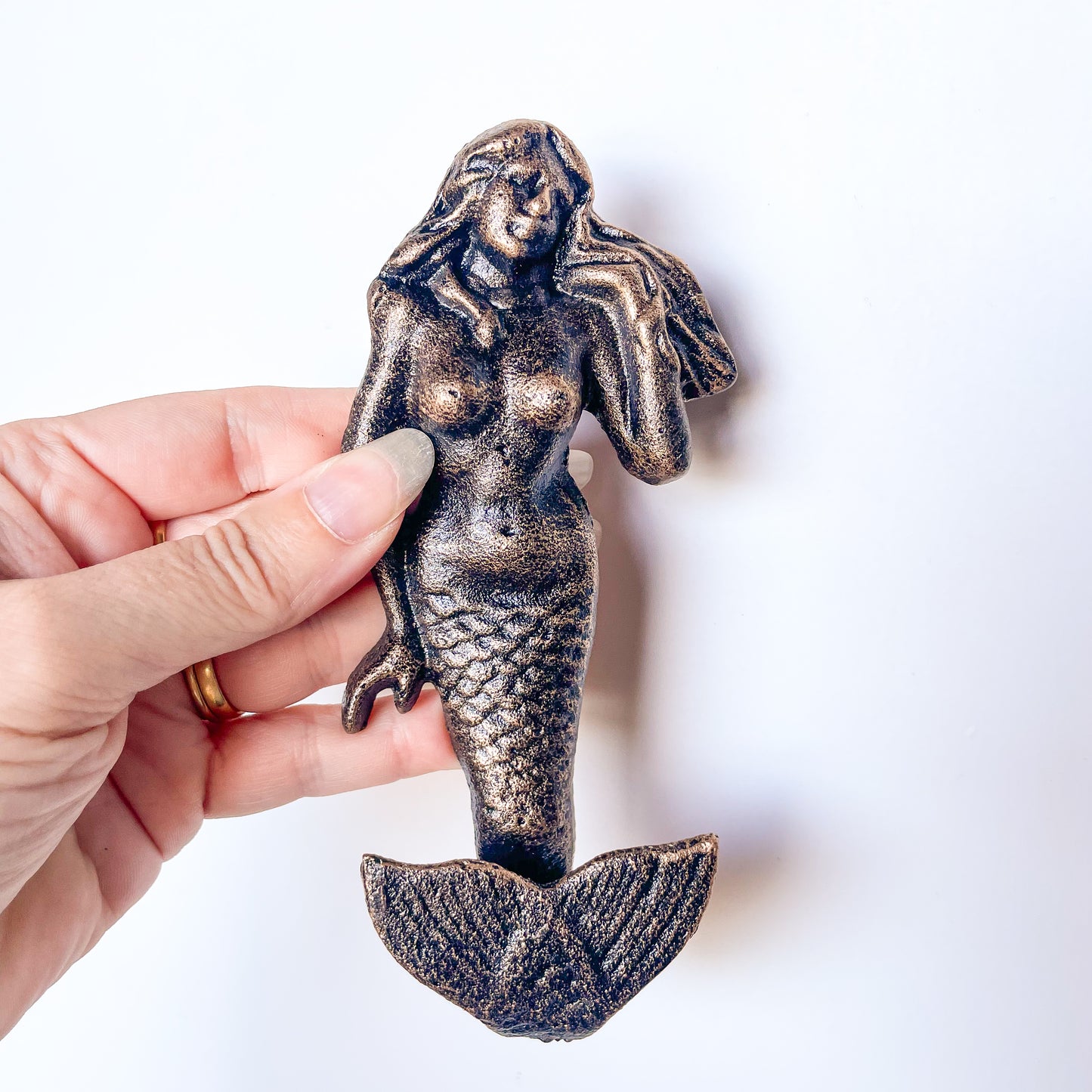 Mermaid or merman bronze iron wall hook