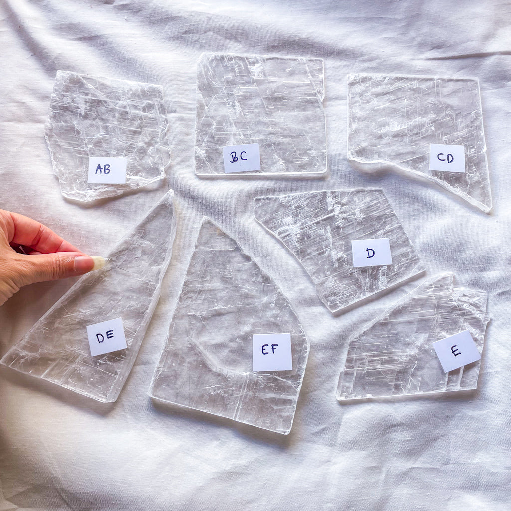 True Selenite crystal charging plate slab