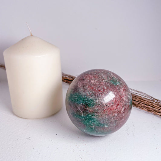 Ruby fushcite crystal sphere