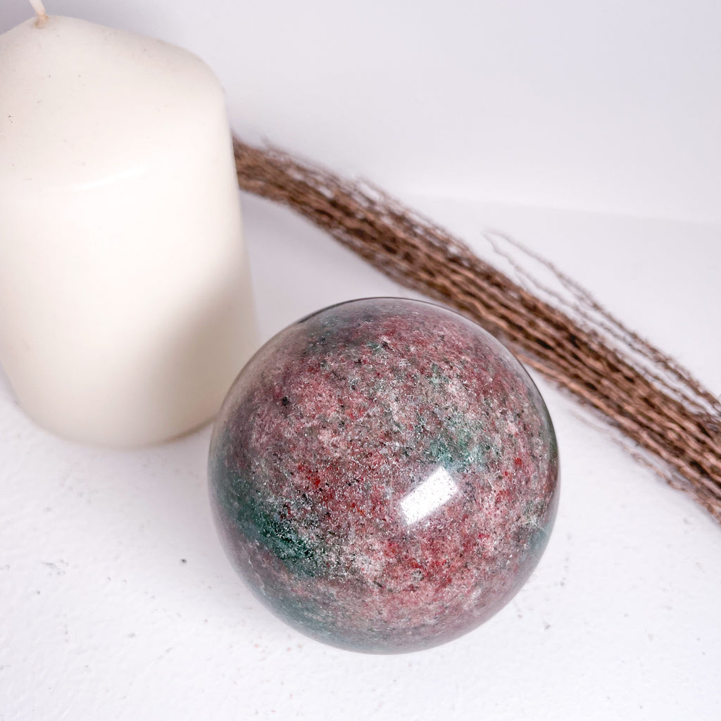 Ruby fushcite crystal sphere