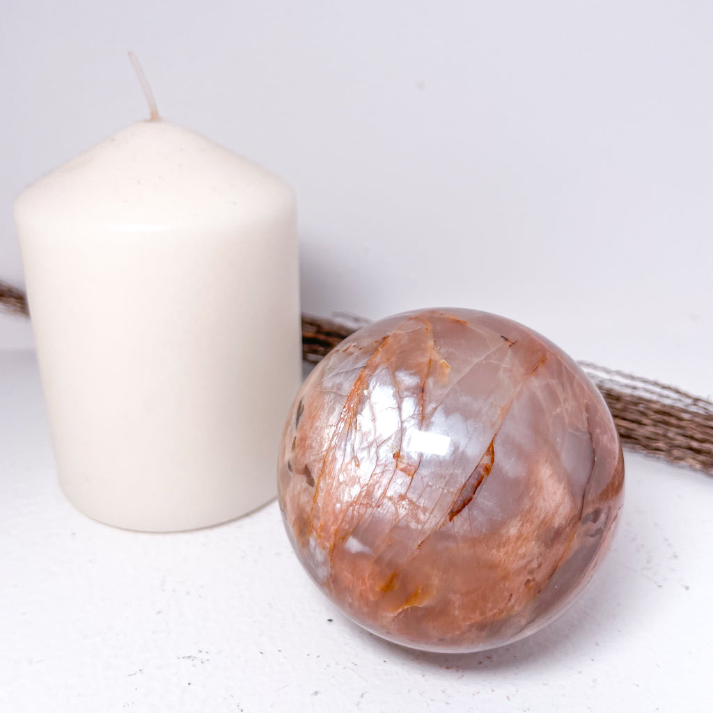 Moonstone peach crystal sphere