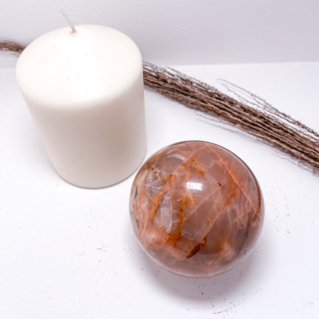Moonstone peach crystal sphere