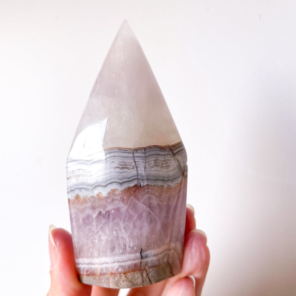 Amethyst + Mexican Lace Agate Crystal flame