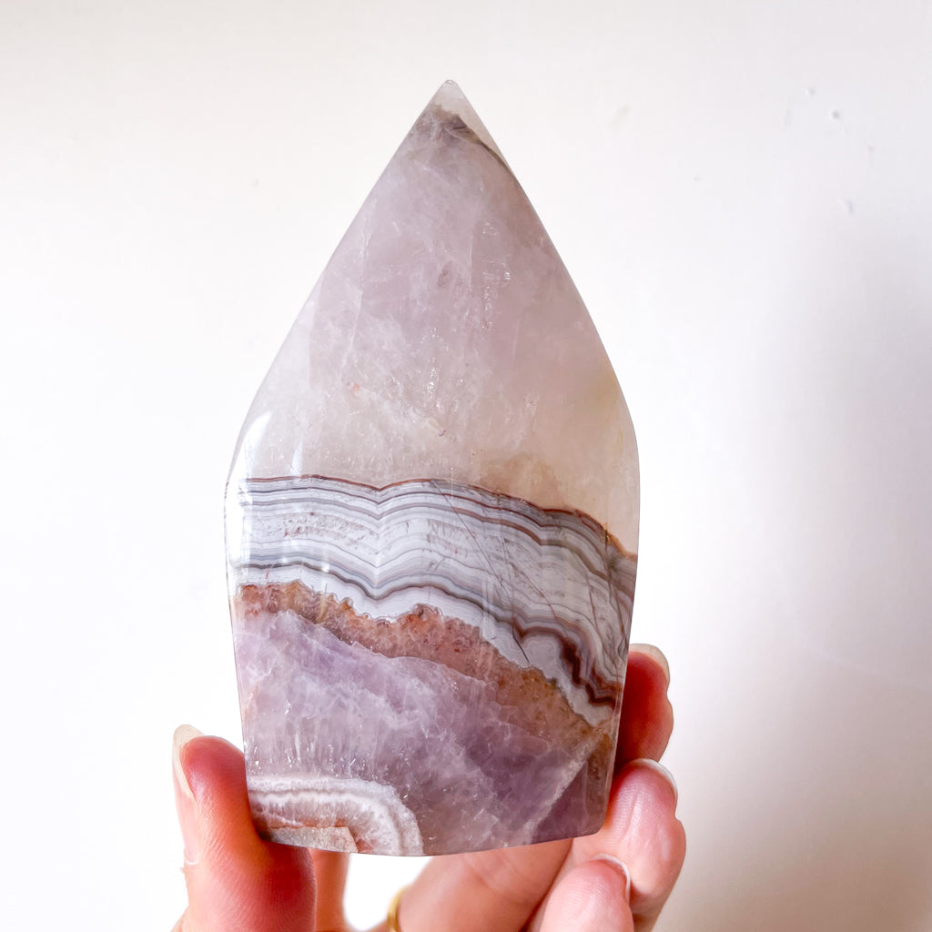 Amethyst + Mexican Lace Agate Crystal flame