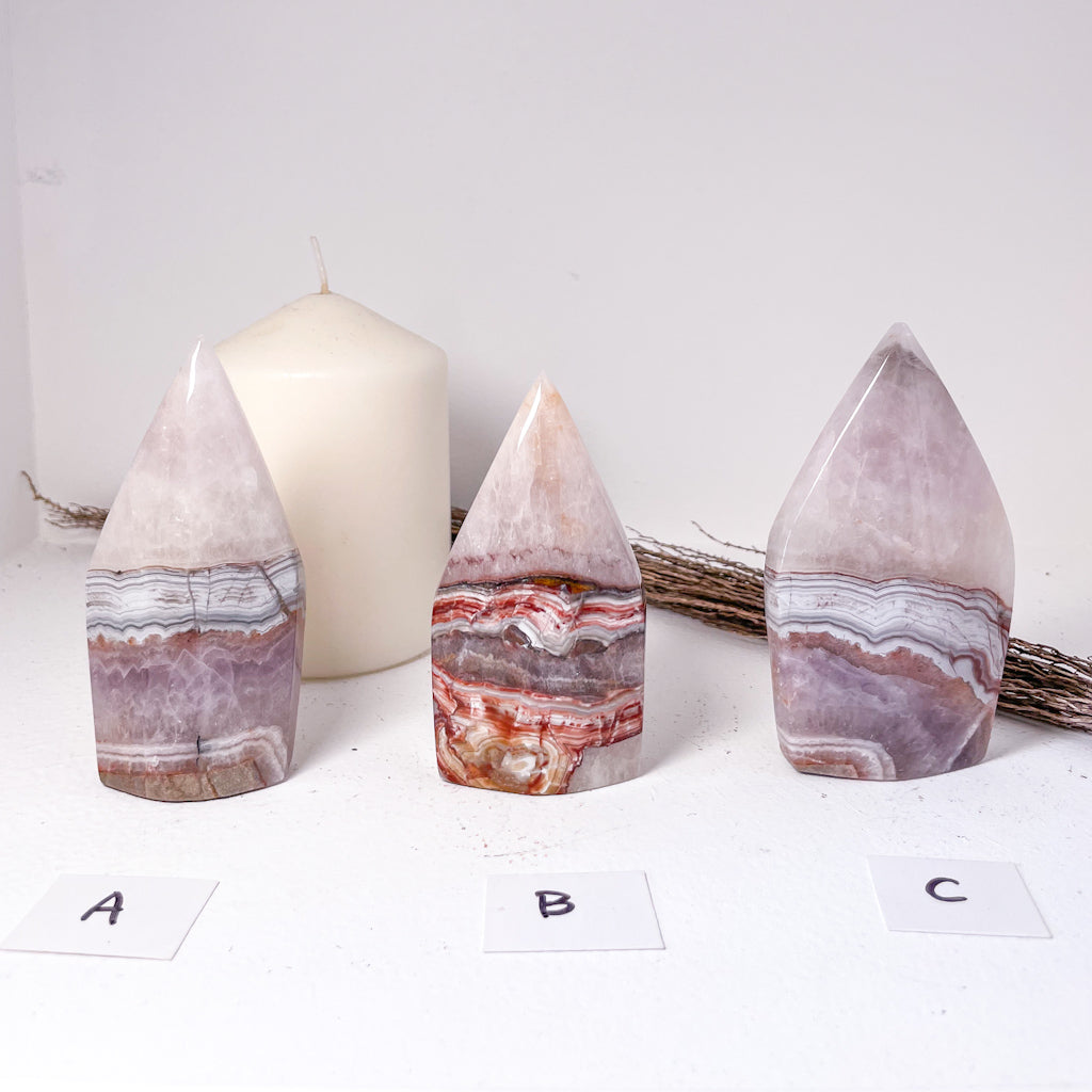 Amethyst + Mexican Lace Agate Crystal flame