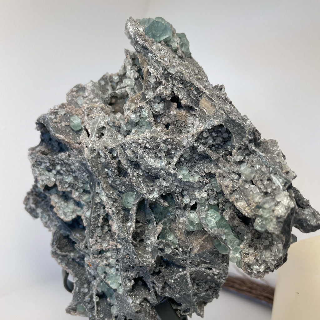 Fluorite cubic green crystal cluster on ore 830g