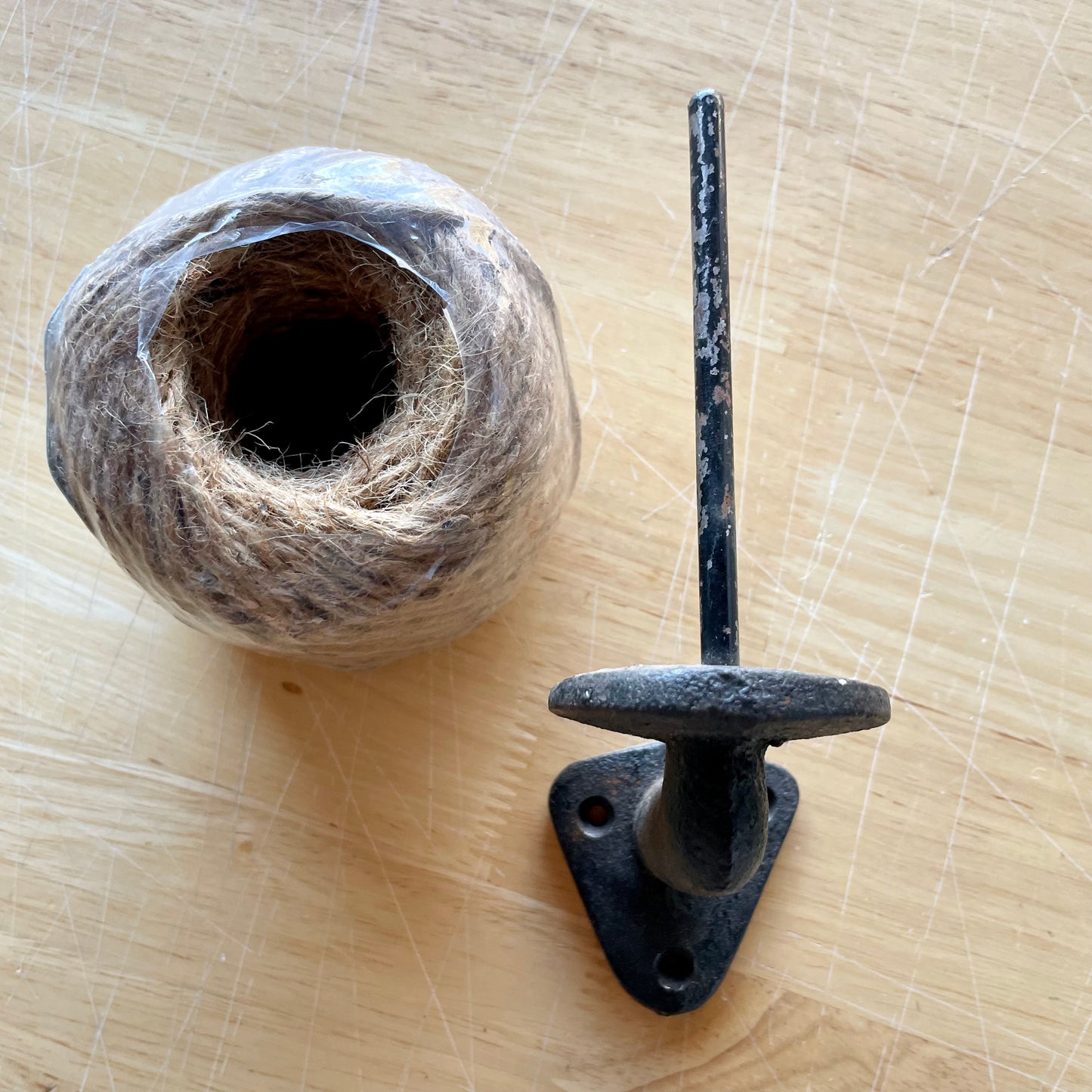 Vintage cast iron twine holder wall hook