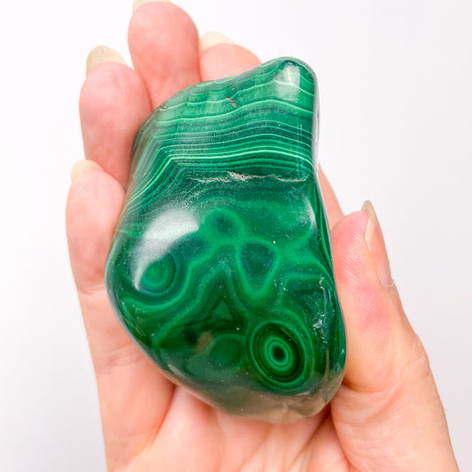 Malachite crystal part polished freeform