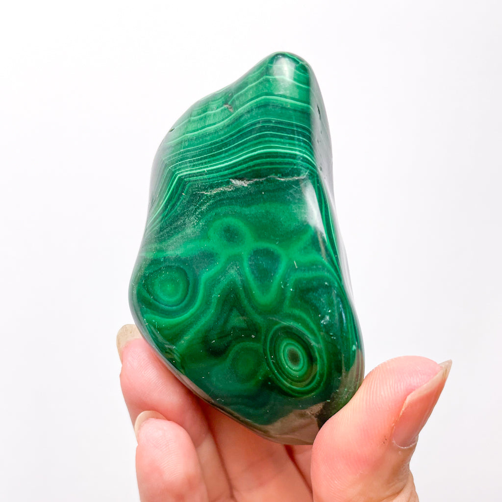 Malachite crystal part polished freeform