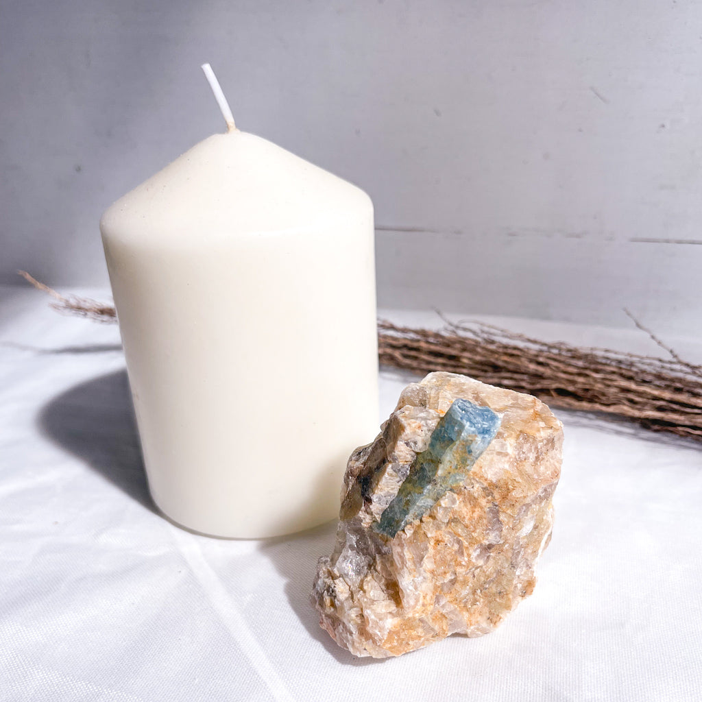 Aquamarine in Feldspar raw crystal specimen