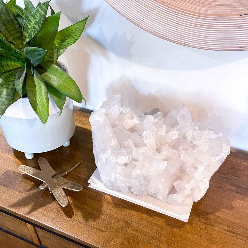 Clear quartz crystal cluster XXL 36cm 11kg