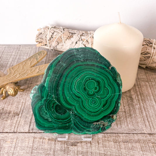Malachite crystal slab tray M