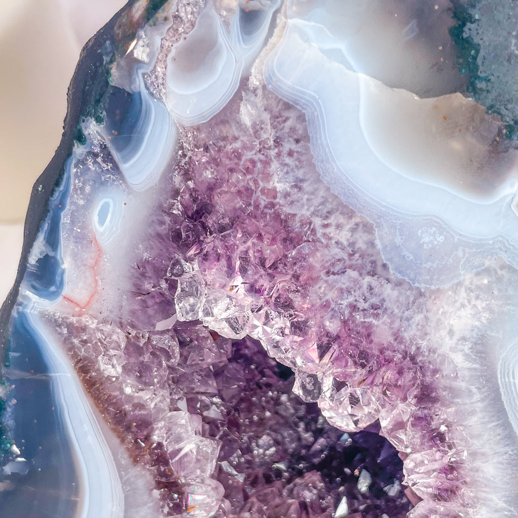 Amethyst + Blue Lace agate crystal geode cave cathedral 2.7kg