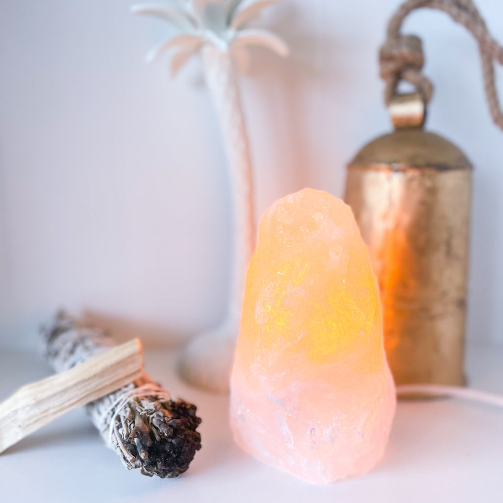Rose quartz crystal lamp raw rock