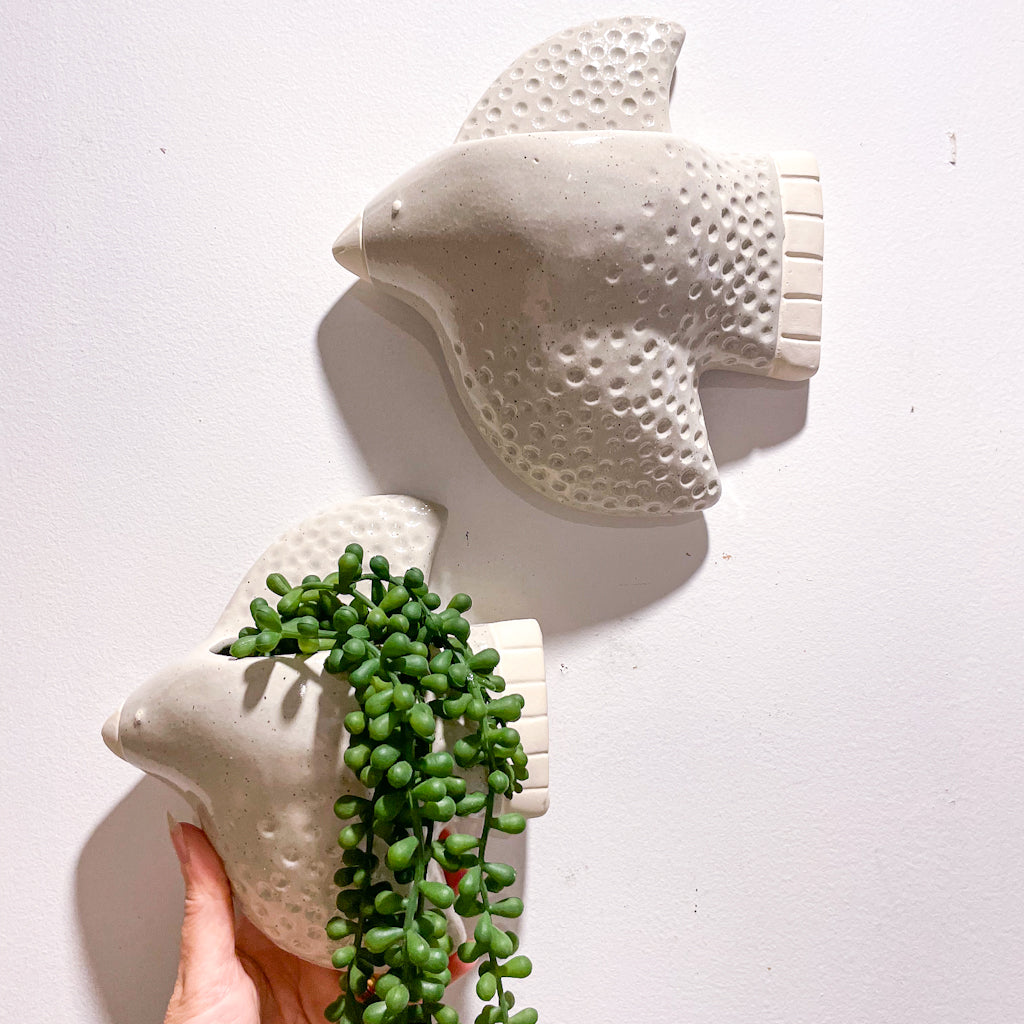Wall hung ceramic flying bird planter pot