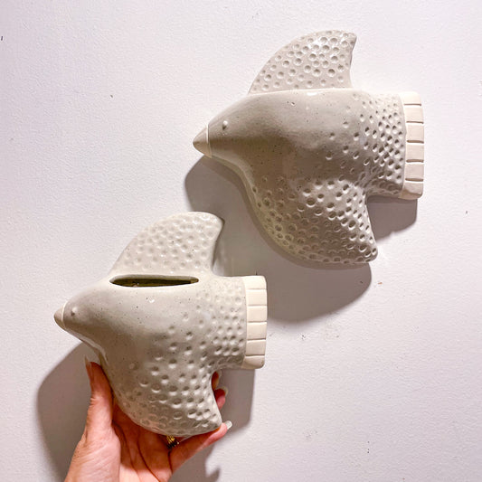 Wall hung ceramic flying bird planter pot