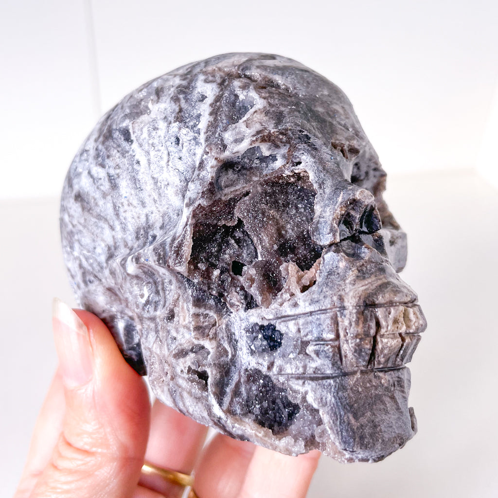 Sphalerite druzy crystal pirate skull 450g