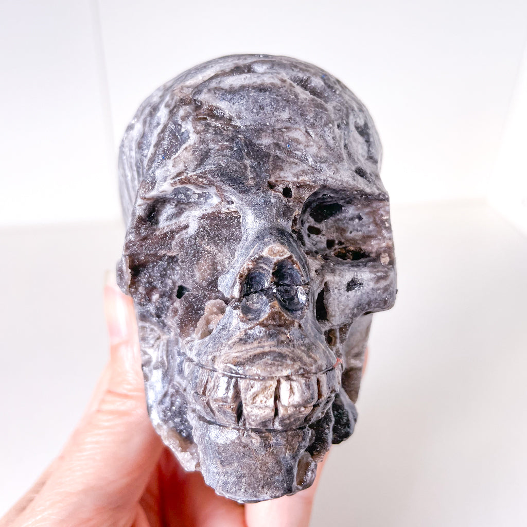 Sphalerite druzy crystal pirate skull 450g