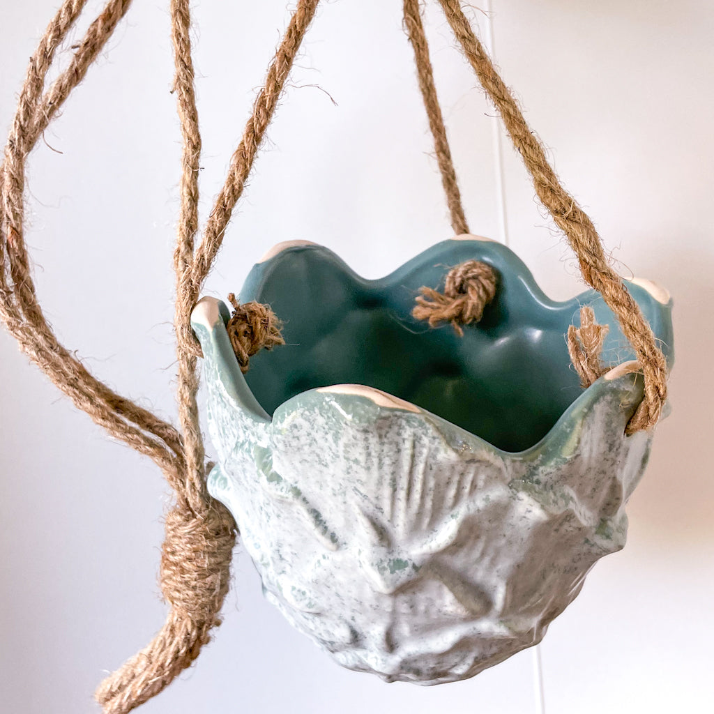 Blue ocean cabbage leaf hanging planter pot