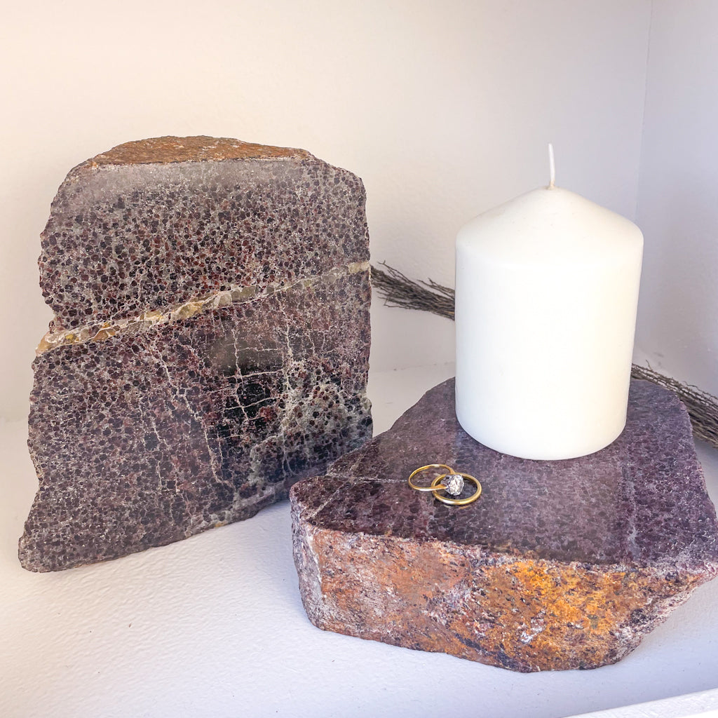 Garnet crystal polished thick slab / bookend XL-XXL