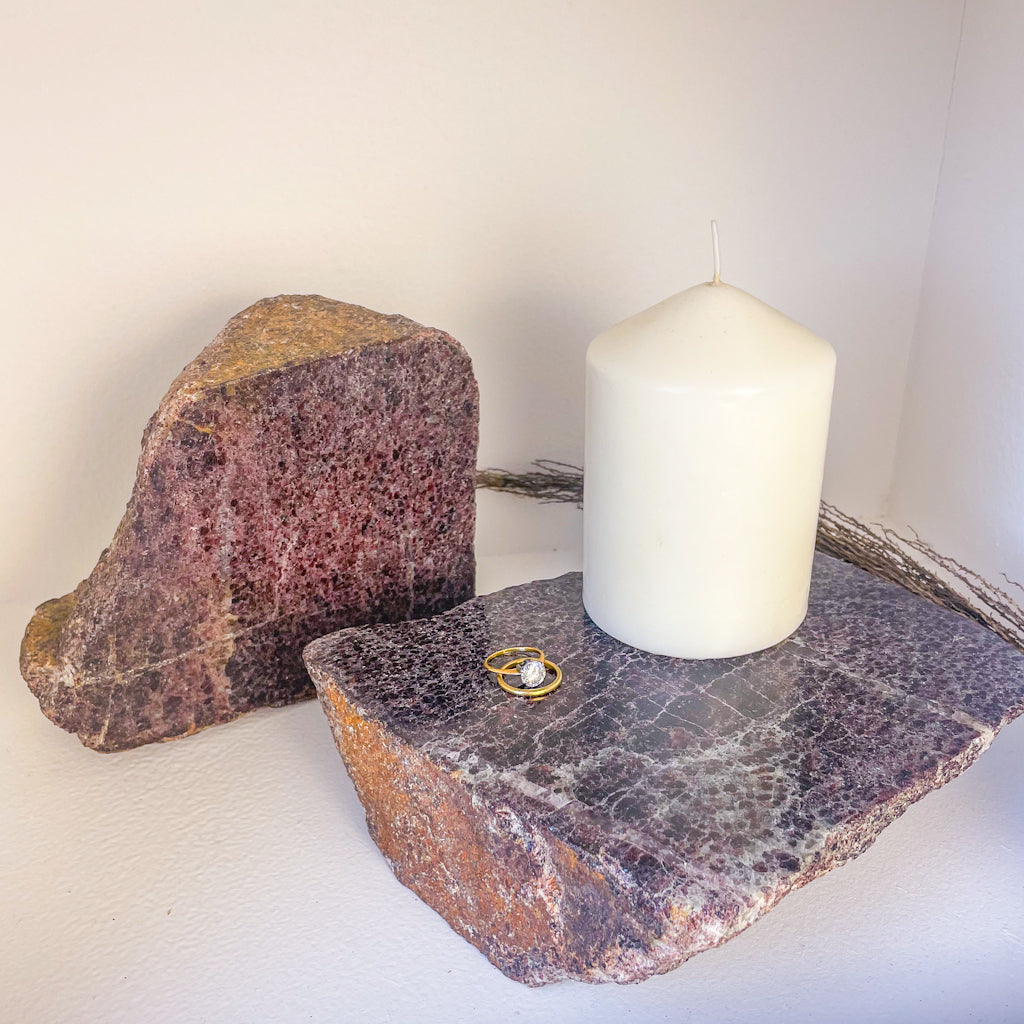 Garnet crystal polished thick slab / bookend XL-XXL