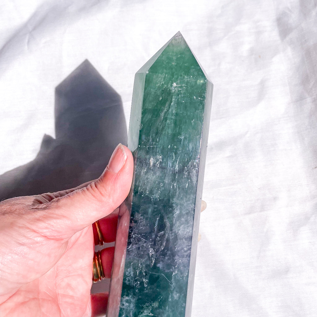 Fluorite green crystal generator tower 18cm