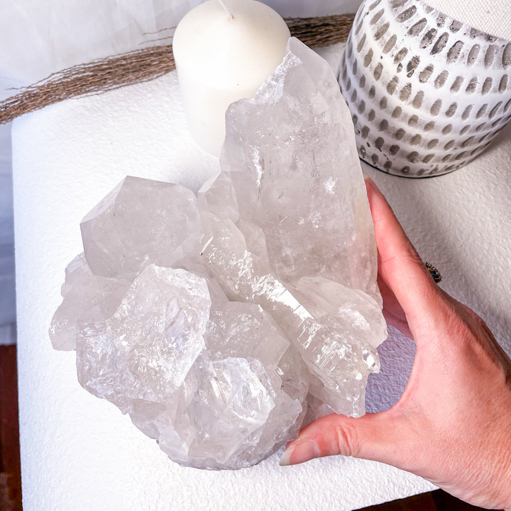 Clear quartz crystal point chunk with rainbow inclusions 3.4kg