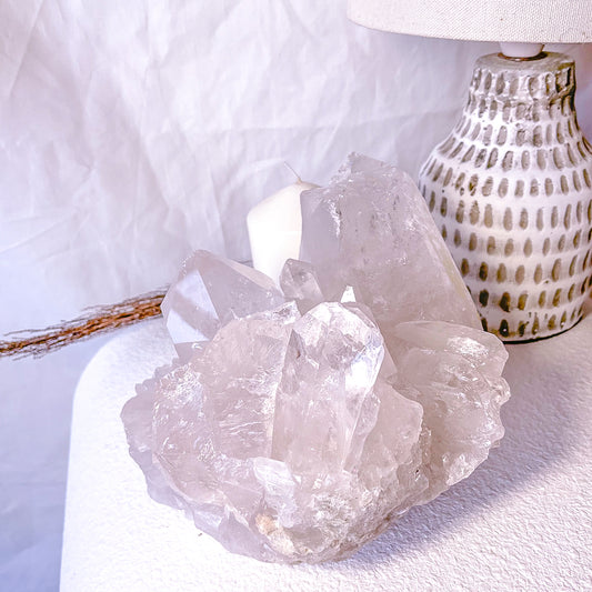 Clear quartz crystal point chunk with rainbow inclusions 3.4kg