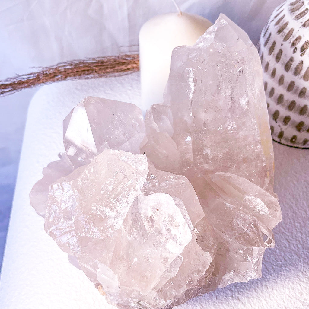 Clear quartz crystal point chunk with rainbow inclusions 3.4kg