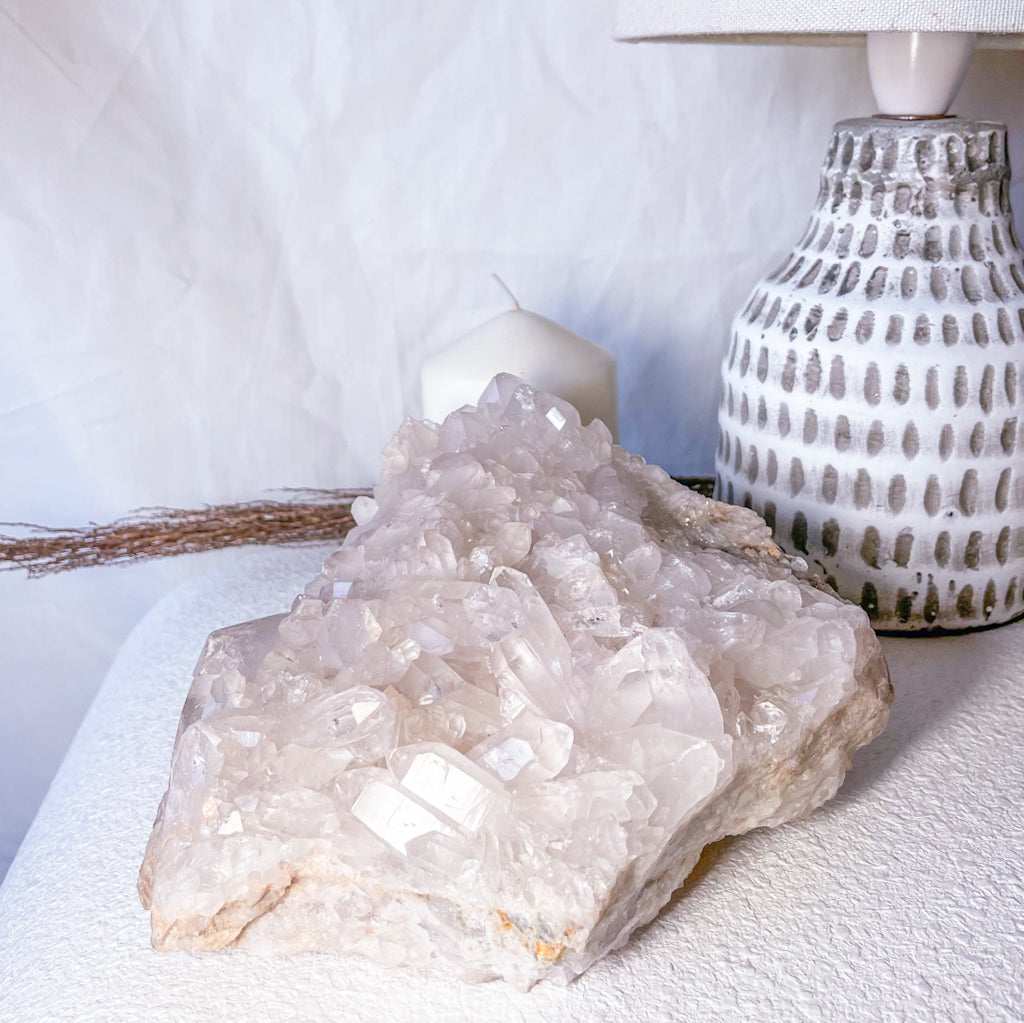 Clear quartz crystal cluster with rainbow inclusions 1.8kg