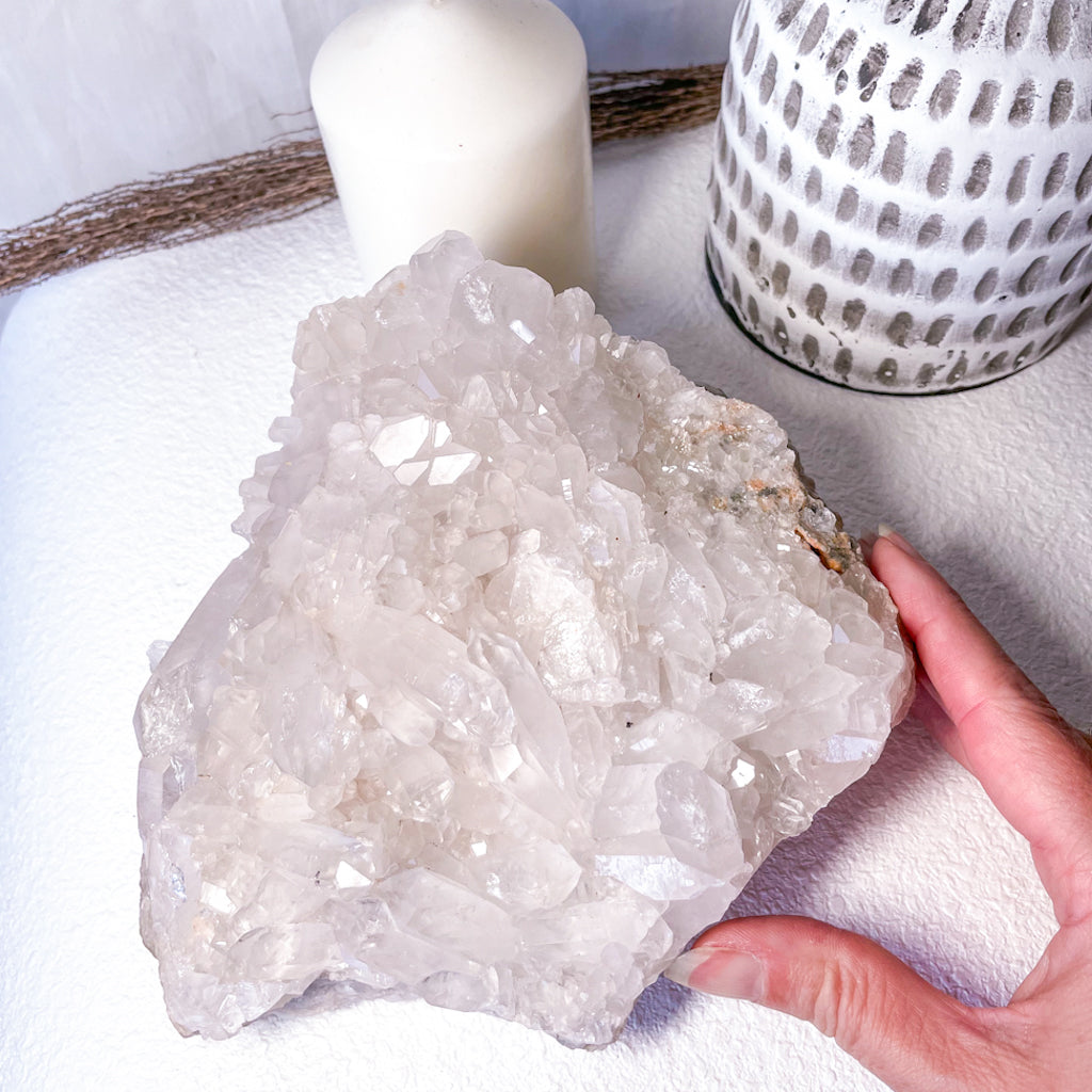 Clear quartz crystal cluster with rainbow inclusions 1.8kg